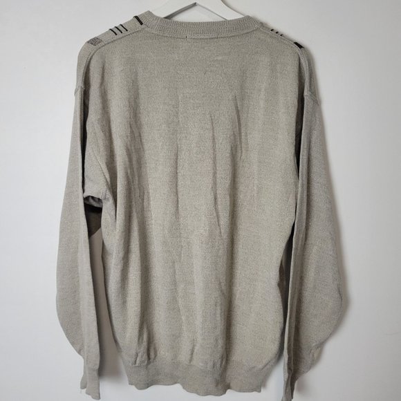 Raffi Size L Men's Wool Blend Pull-Over Sweater Tan Crew Neck - Picture 6 of 9